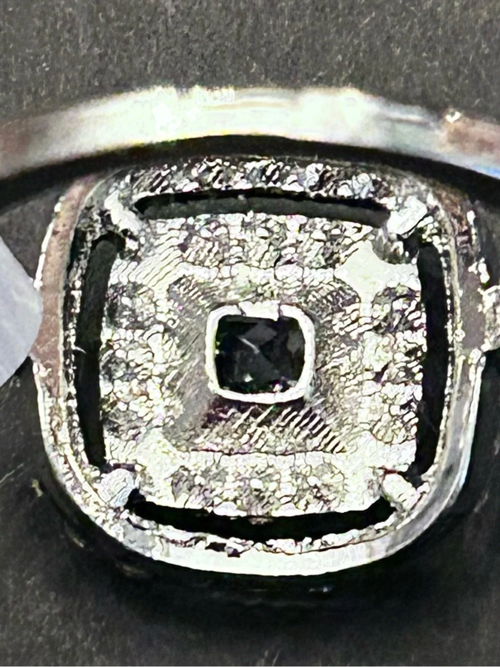 Sparkling Clear Cubic Zirconia Square Ring w/ Double Halo in Silver-Tone NWT